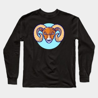 Angry Ram Mascot Cartoon Vector Icon Illustration Long Sleeve T-Shirt